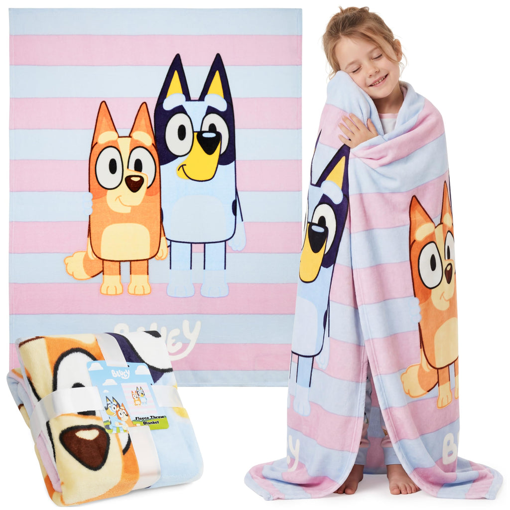Bluey Fleece Bed Blanket for Kids Super Soft Blanket Fleece Throws 59 x 51 Inches Warm Sofa Bed Throw, Gifts for Kids