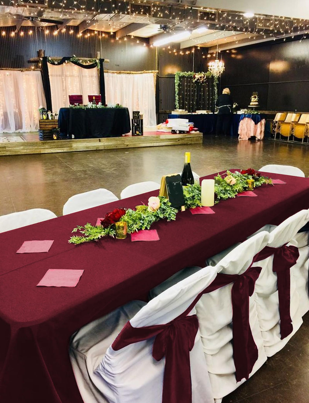 8 Pack Rectangle Tablecloth 90 x 156 inch Burgundy Polyester Table Cloth for 8 Feet Tables,Washable Fabric Stain and Wrinkle Resistant Table Cover Table Clothes for Wedding Parties Banquet Kitchen