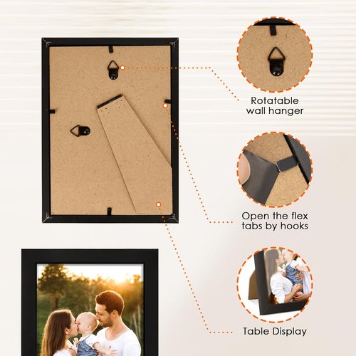 FIXSMITH 4x6 Picture Frame Set - Set of 4 HD Plexiglass Frames for Wall or Tabletop Display - Black