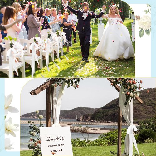 Elegant Wedding White Ribbon Bows by 24 Pcs | Decorative Chair Sashes for Bridal Showers & Ceremonies
