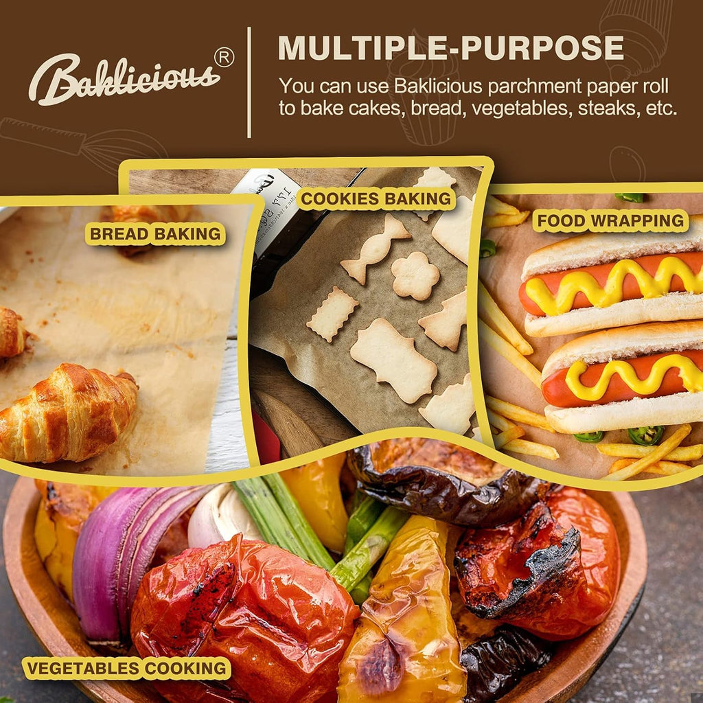 Unbleached Parchment Paper Roll - Non-Stick Baking Paper for Bread & Cookies | 15 in x 210 Ft