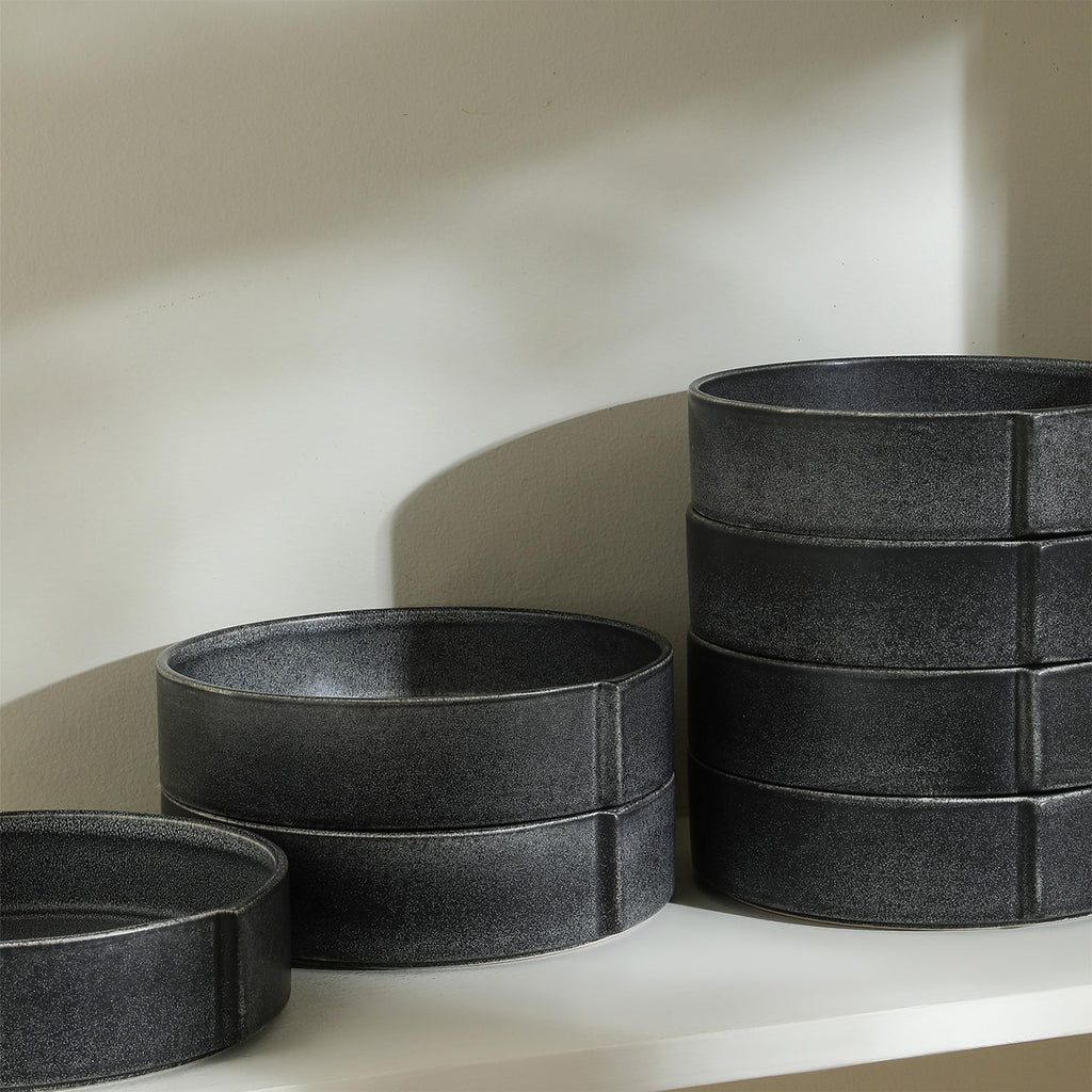 Stone Lain Bao 8-Piece Pasta Bowl Set Stoneware, Charcoal