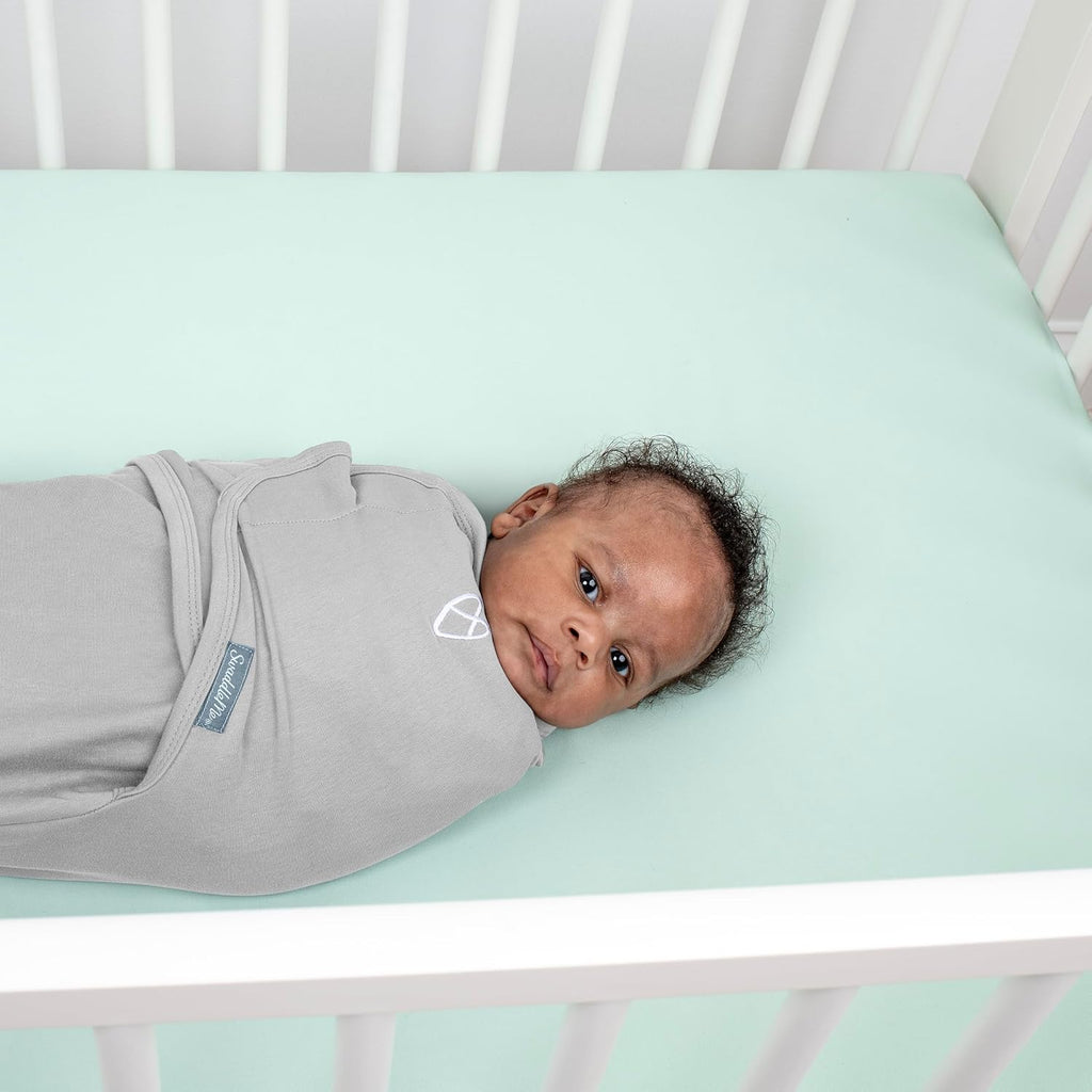 SwaddleMe by Ingenuity Baby Swaddle Blanket - 100% Cotton, Improves Sleep & Calms Reflex | 0-3 Months, 2-Pack - Tropical Dino