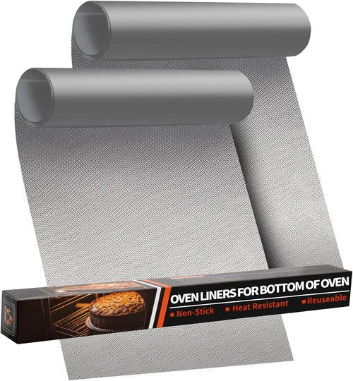 Heavy Duty Oven Liners by [Brand Name] - 2 Pack Reusable Mats, 17"x 25" | BPA & PFOA Free, Silver