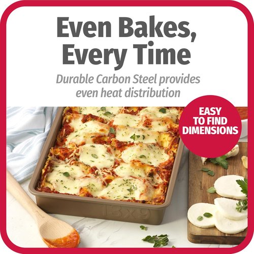 GoodCook BestBake Nonstick Bronze 9" x 13" Baking Pan - Durable Carbon Steel, Scratch-Resistant & Easy Cleanup
