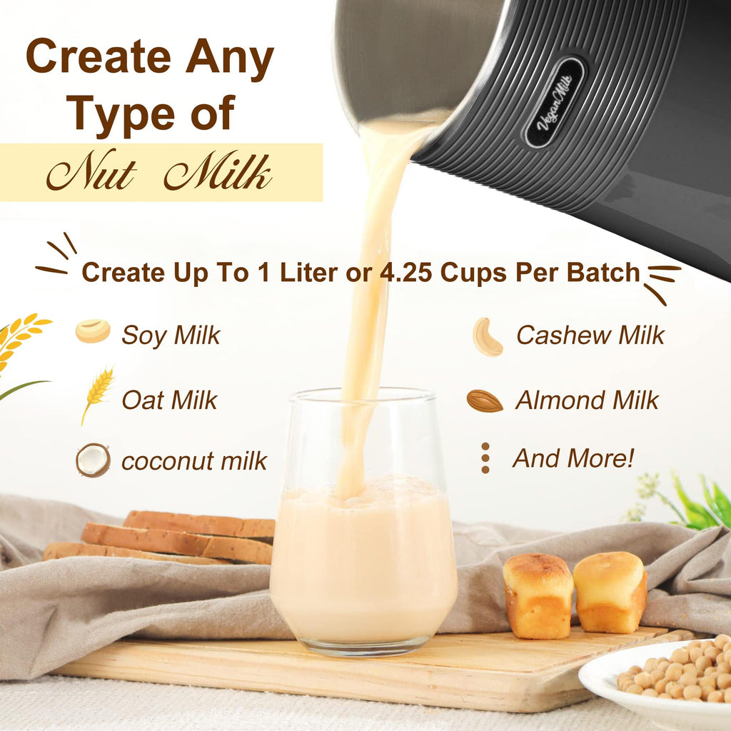 Nut Milk Maker Machine, Almond Milk Maker Machine, Soy Milk Maker Machine, Oat Milk Maker Machine - 8 in 1 Plant Based Milk Maker Machine Works as: Nut Milk Machine, Soymilk Maker & Soup Maker Machine