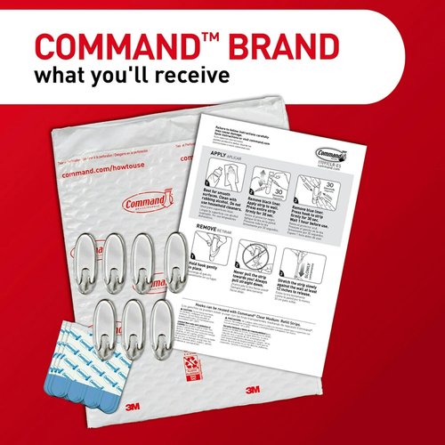 Command Medium Clear Wall Hook - Damage-Free Adhesive Hanging Solution | Holds Up to 2 lb, 7 Hooks & 12 Strips