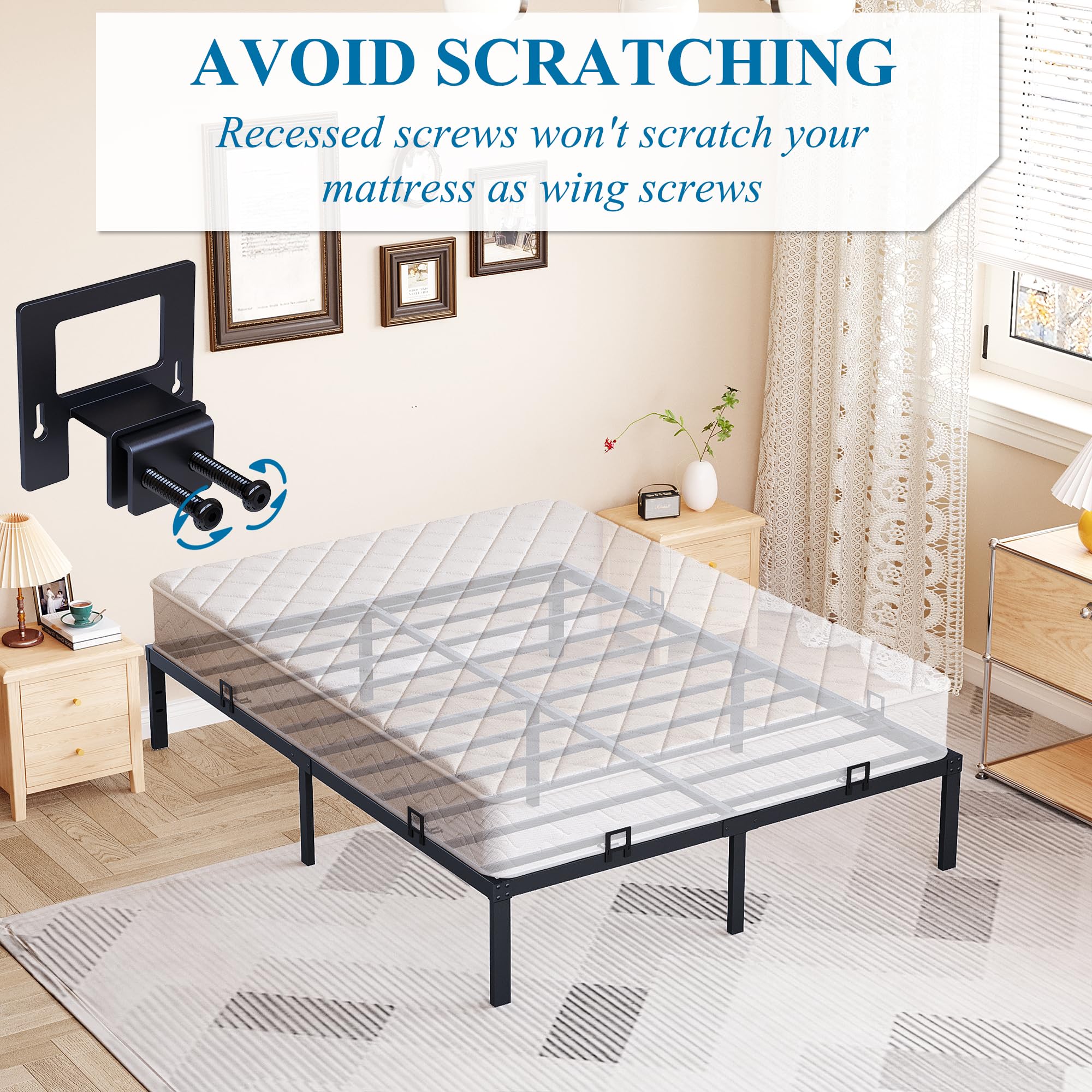 FSJianYi Non Slip Mattress Gaskets for Metal Bed Frame, 6 pcs Anti-Slip Holder in Place Gripper, Easy to Installation Keep Mattress from Sliding Gripper, Mattress Slide Stopper, Black