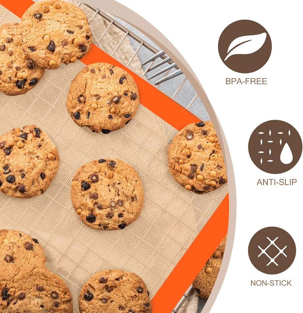 Silicone Baking Mat Set - Non-Stick, Food Safe Reusable Mats for Cookies & Bread | Oven Safe