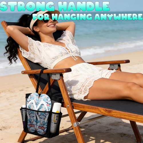 Attmu Mesh Shower Caddy - Portable College Dorm Essentials with 8 Pockets | Quick Dry Hanging Bag