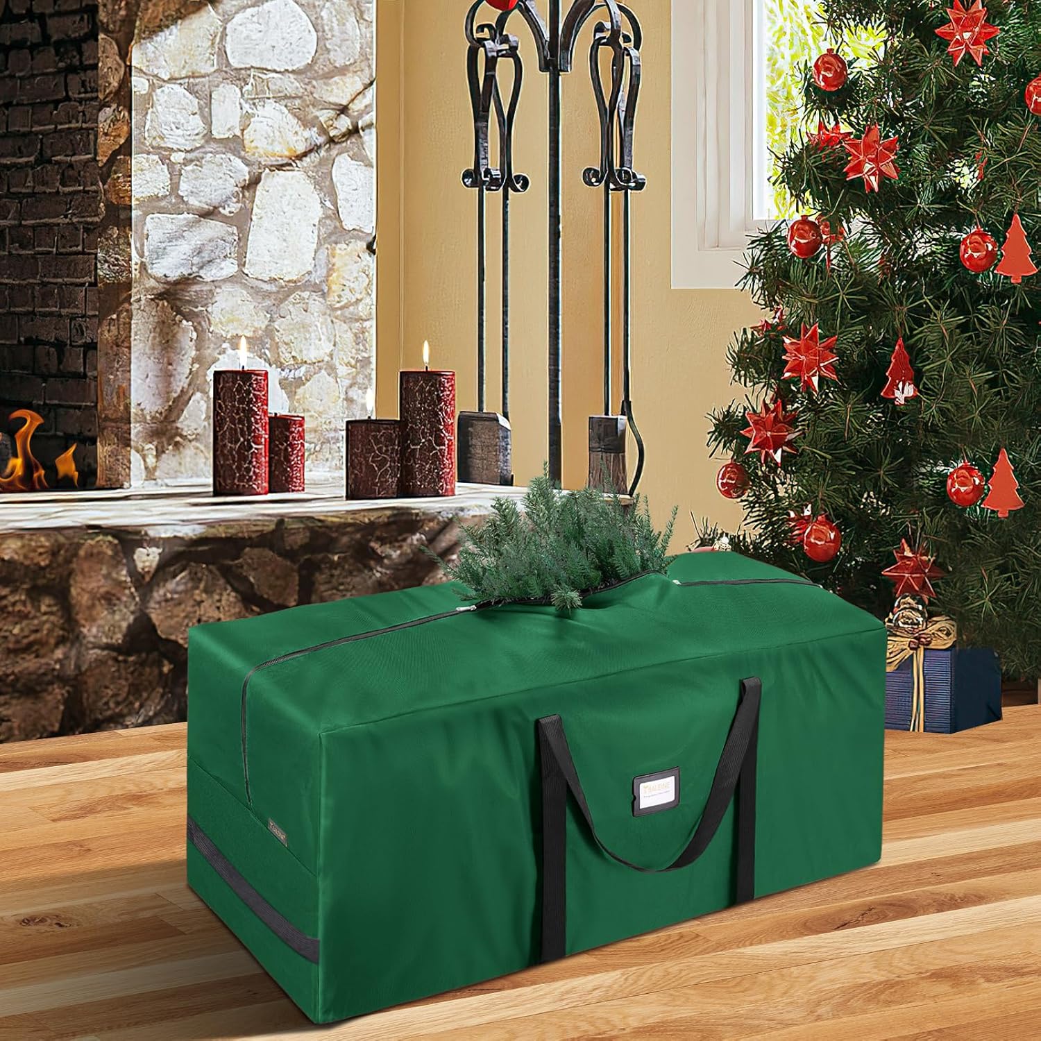 BALEINE Christmas Tree Storage Bag - Heavy Duty 900D Oxford Fabric, Extra Large with Dual Zippers (Green)