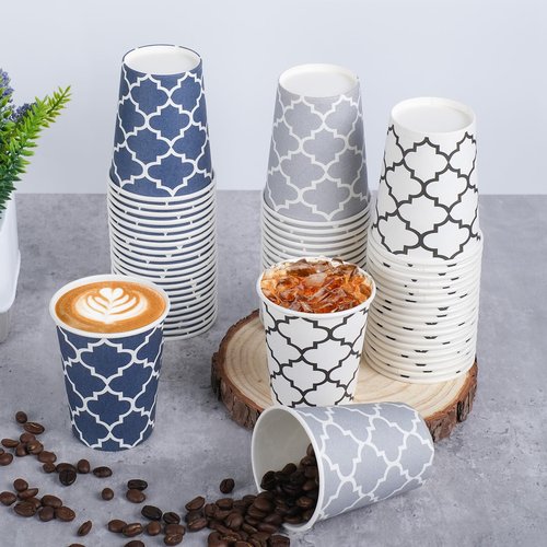Clawsoff 300 Pack Paper Cups 8 oz, Disposable Coffee Cups 8 OZ Colourful Hot/Cold Beverage Drinking Cups for Office Party Home Picnic