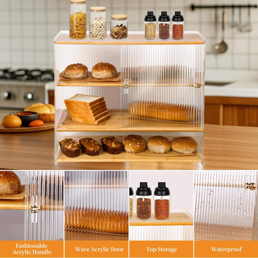 YCHLCHL Durable 4-Layer Bread Box Coffee Cup Storage,Kitchen Counter Decor Organizer
