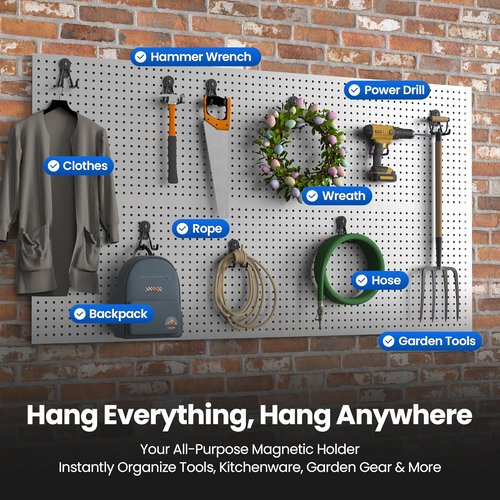 Heavy Duty Magnetic Hooks by NdFeB - Extra Strong Utility Storage Holders | Anti-Slip Coating, 2 Pcs