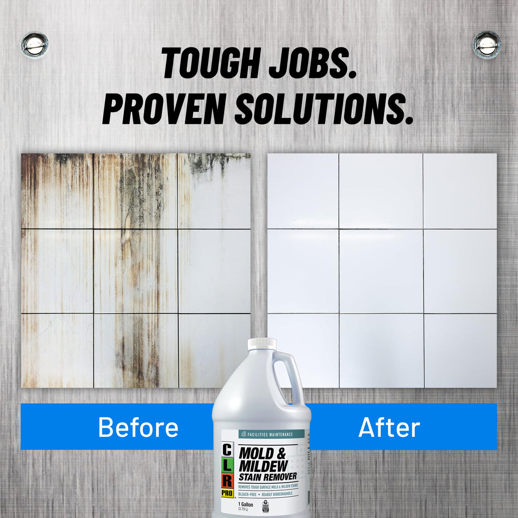CLR PRO Heavy Duty Bleach-Free Mold & Mildew Stain Remover - Works on Tile, Wood, Concrete, Glass, and More, 1 Gallon Bottle