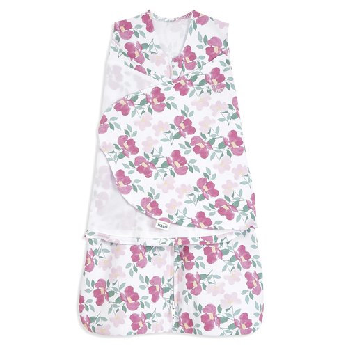 HALO 100% Cotton Sleepsack Swaddle - 3-Way Adjustable Wearable Blanket, TOG 1.5, Stems, Newborn (0-3 Months)