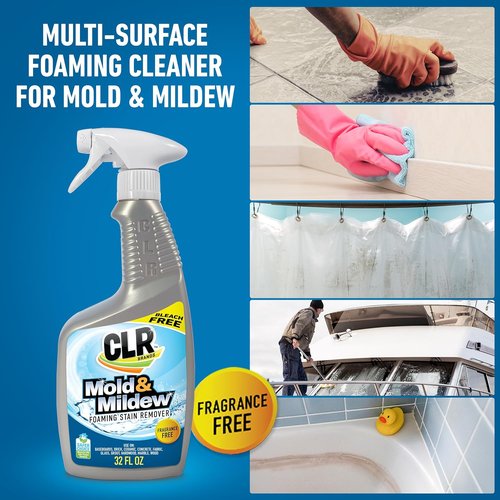CLR Brands Mold and Mildew Stain Remover - 32 oz. Spray Bottle | Multi-Surface Cleaner for Tile, Wood, and More