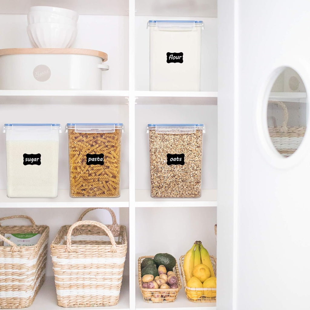 Vtopmart Large Food Storage Containers - 5.2L BPA-Free Airtight Canisters with Lids & Labels | 4 Pieces in Blue