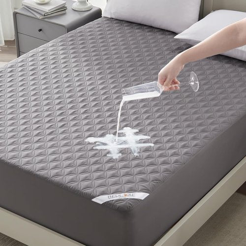 BEDLORE Waterproof Mattress Protector - Noiseless King Size Pad with Deep Pocket, Soft & Washable (Gray)