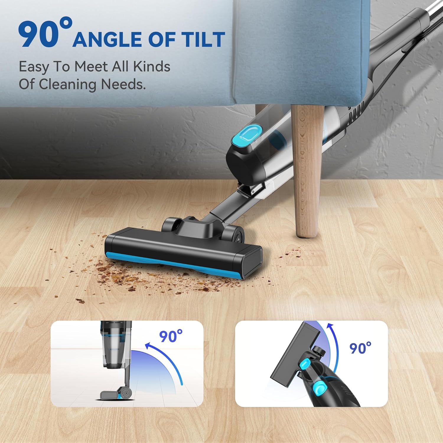 Vazone R6X Corded Stick Vacuum Cleaner - 20Kpa Powerful Suction | 16Ft Cord, 2-in-1 Lightweight for Pet Hair