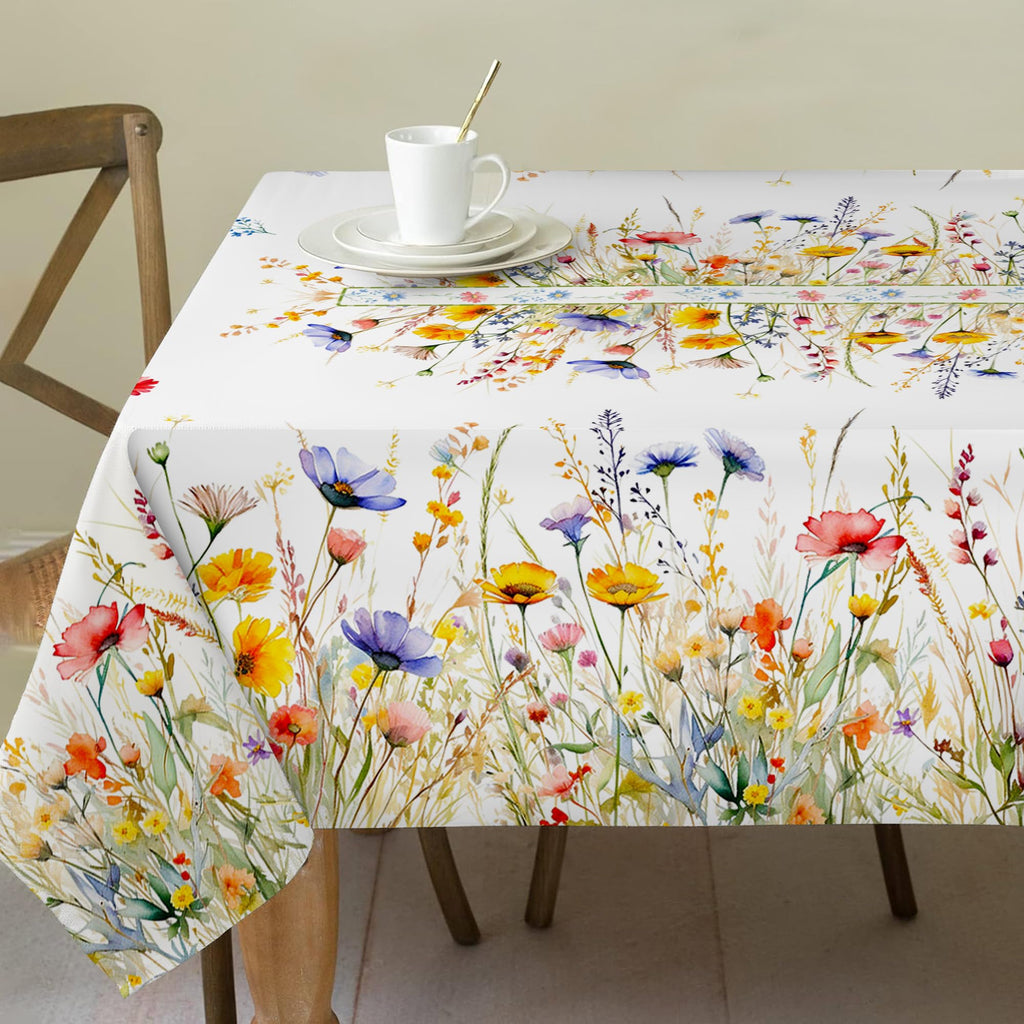 cusugbaso Spring Tablecloth 60x84 Inch for Rectangle Tables - Blooming Flower Spring Decorations for Home - Water Resistant Flower Table Cloth for Party,Table