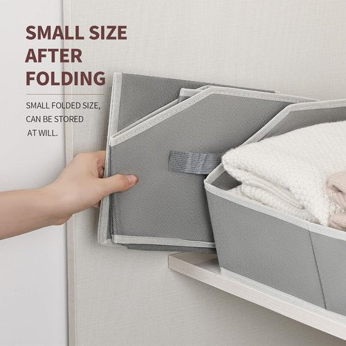 Homsorout Large Storage Bins - 6 Pack Fabric Organizing Cubes with Handles | Foldable Grey Baskets