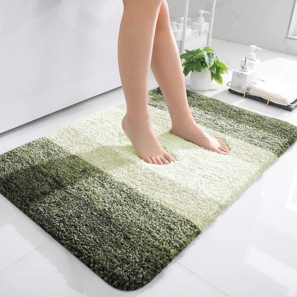 OLANLY Bathroom Rugs - Extra Soft Microfiber Mat, Quick Dry & Machine Washable | 36x24, Dark Green