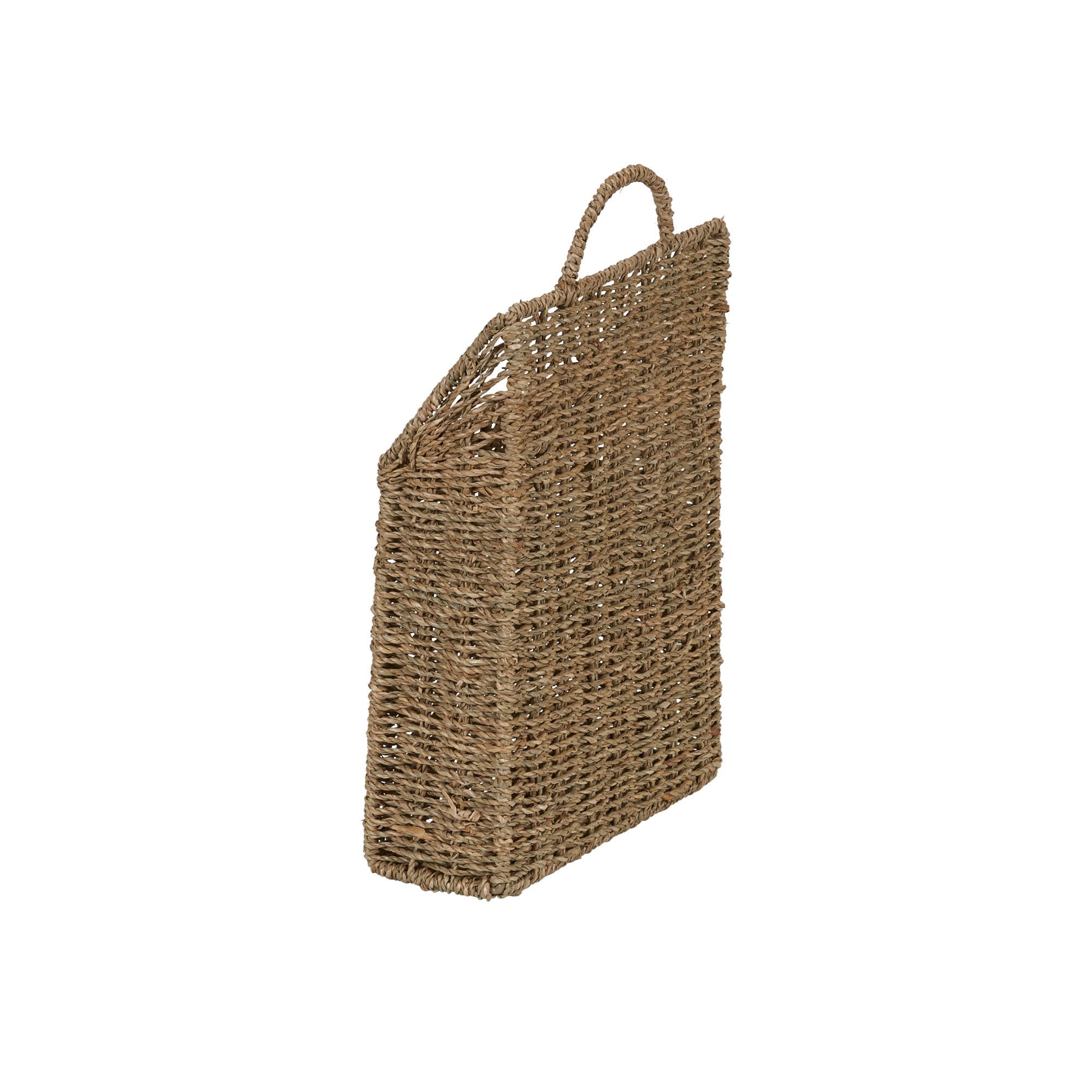 Rectangular Wicker Hanging Baskets, Set of 2, Small and Large, Handwoven Seagrass, Durable Metal Wire Frame, Multipurpose and Contemporary, Perfect for Organizing Newspapers, Mail and More, Natural