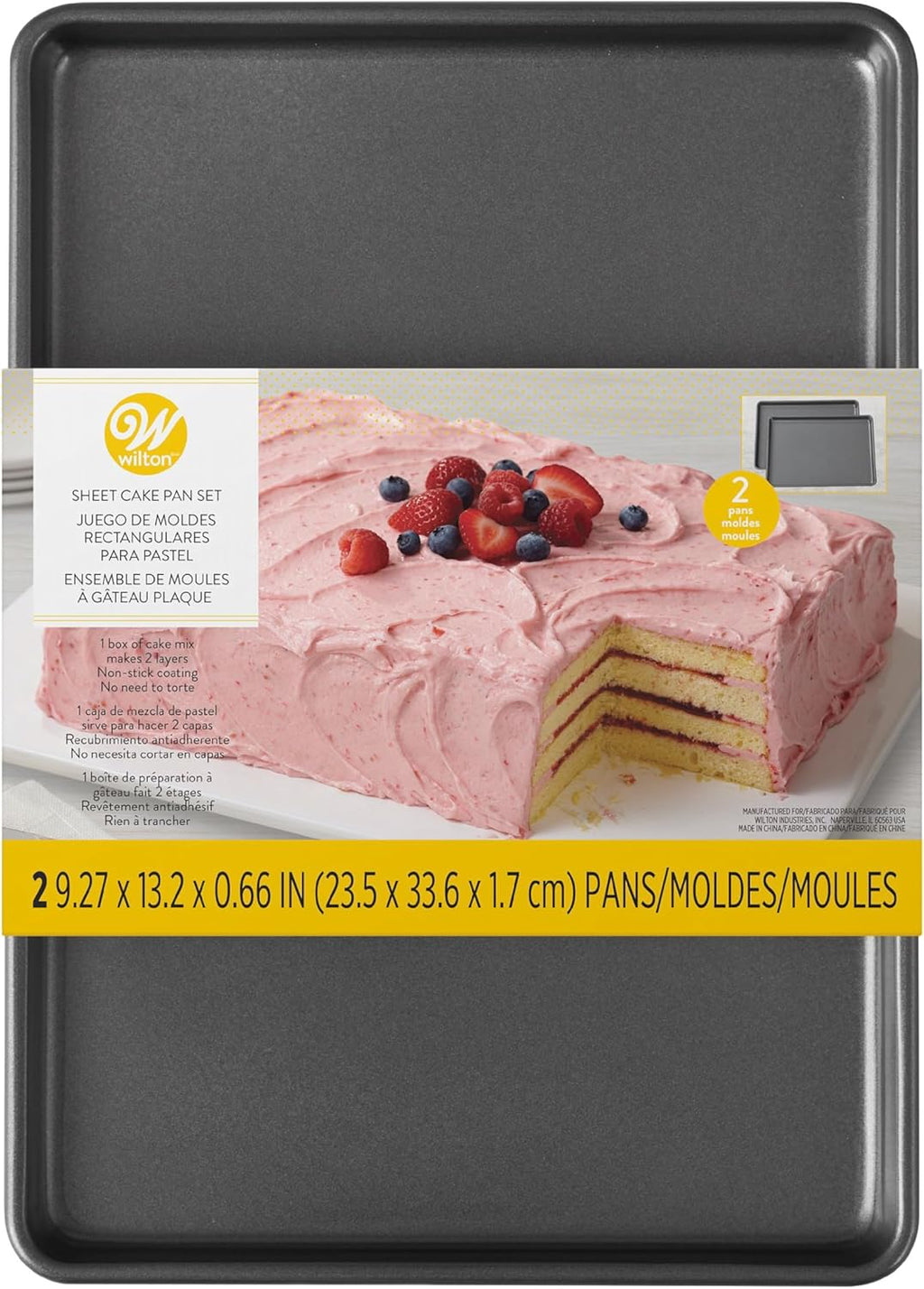 Wilton Easy Layers Sheet Cake Pan Set - 2-Piece Rectangle Baking Sheets | Durable Steel Construction