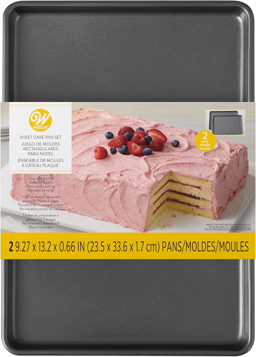 Wilton Easy Layers Sheet Cake Pan Set - 2-Piece Rectangle Baking Sheets | Durable Steel Construction