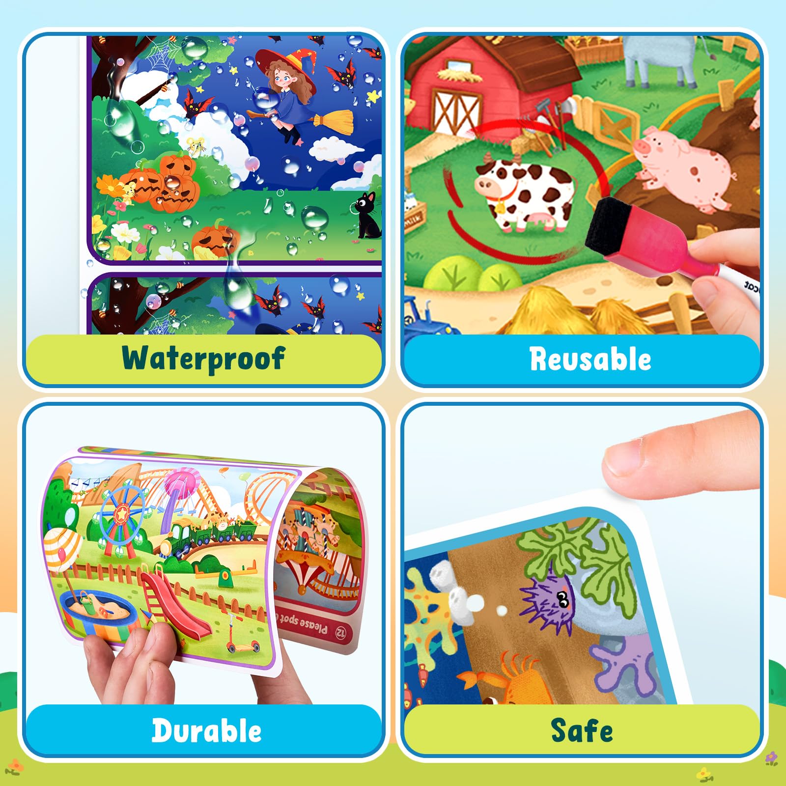 JoyCat 24 Pack Spot the Difference Game Cards for Kids, Reusable Dry Erase Party Favors, Classroom Prizes, Goodie Bag Stuffers & Birthday Return Gifts for Ages 4-8