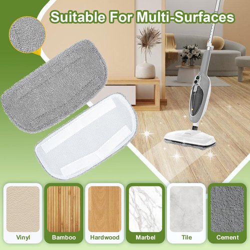 Nicemiya 6 Packs Steam Mop Pads Compatible with GorFanty GF-6610B/GF-6610, Neugo NE033/NE033M & Mxnsewr Steam Mop, Washable & Reusable Replacement Microfiber Cloth