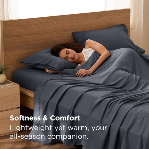 Bedsure Queen Sheet Set - Soft & Breathable 4-Piece Queen Size Bedding - Cooling Hotel Luxury in Dark Grey