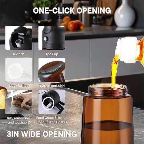 LAKUMIQI Olive Oil Sprayer | 2-in-1 Glass Dispenser & Mister – 16oz, Non-Aerosol, Leak-Resistant for Cooking & BBQ