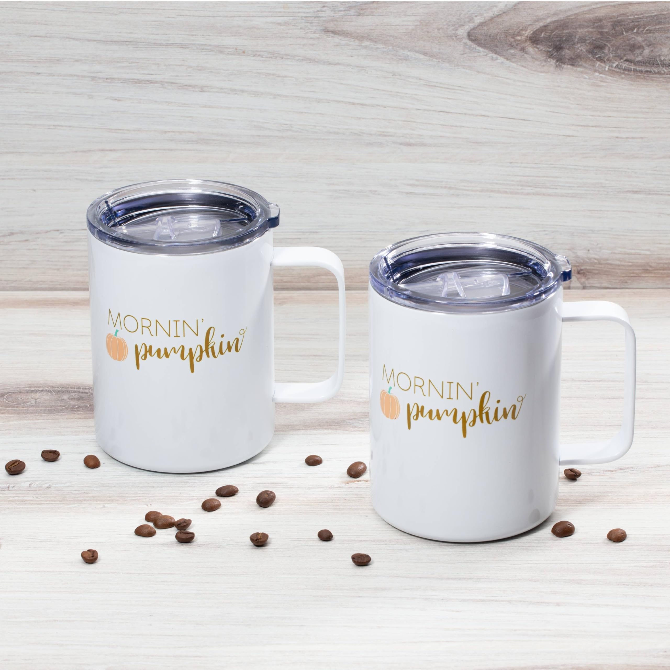 Cambridge EP109WHCB2DS 16 Oz Mornin Pumpkin Coffee Mugs, Set Of 2