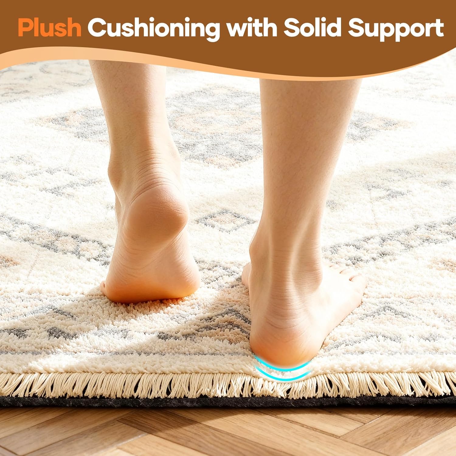 Veken Non-Slip Rug Pad - Cushioned Gripper for Hardwood Floors | 9 x 12 Ft, 1/4 Inch Thick