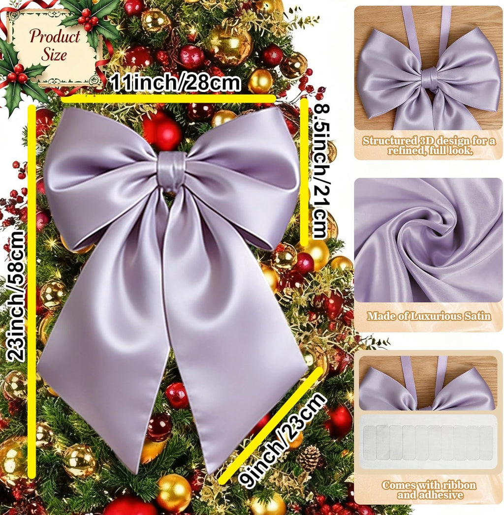 Skiennix Big Purple Bows - Valentine's Day Tree Topper | 23x11 in Heavyweight Satin Decor
