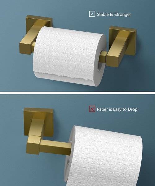 FORIOUS Toilet Paper Holder - Rustproof Stainless Steel Double Post Design | Brushed Gold Finish