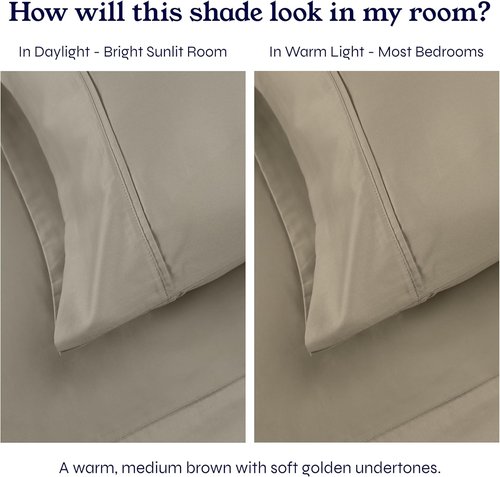 California Design Den Queen Size Pillowcase Set - 400 Thread Count, 100% Cotton Sateen, Soft & Breathable - Taupe