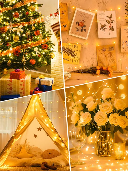 btfarm 3 Pack Fairy Lights Battery Operated with Timer, 16.4 FT 50 LED Silver Wire Twinkle String Lights 8 Modes Dimmable Waterproof for Indoor Christmas Bedroom Wedding Decorations, Warm White