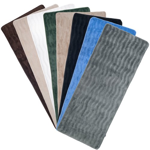 Microfiber Memory Foam Bath Mat - Oversized Padded Nonslip Accent Rug with Wave Pattern for Bathroom, Kitchen, and Laundry Room by Lavish Home (Mocha)