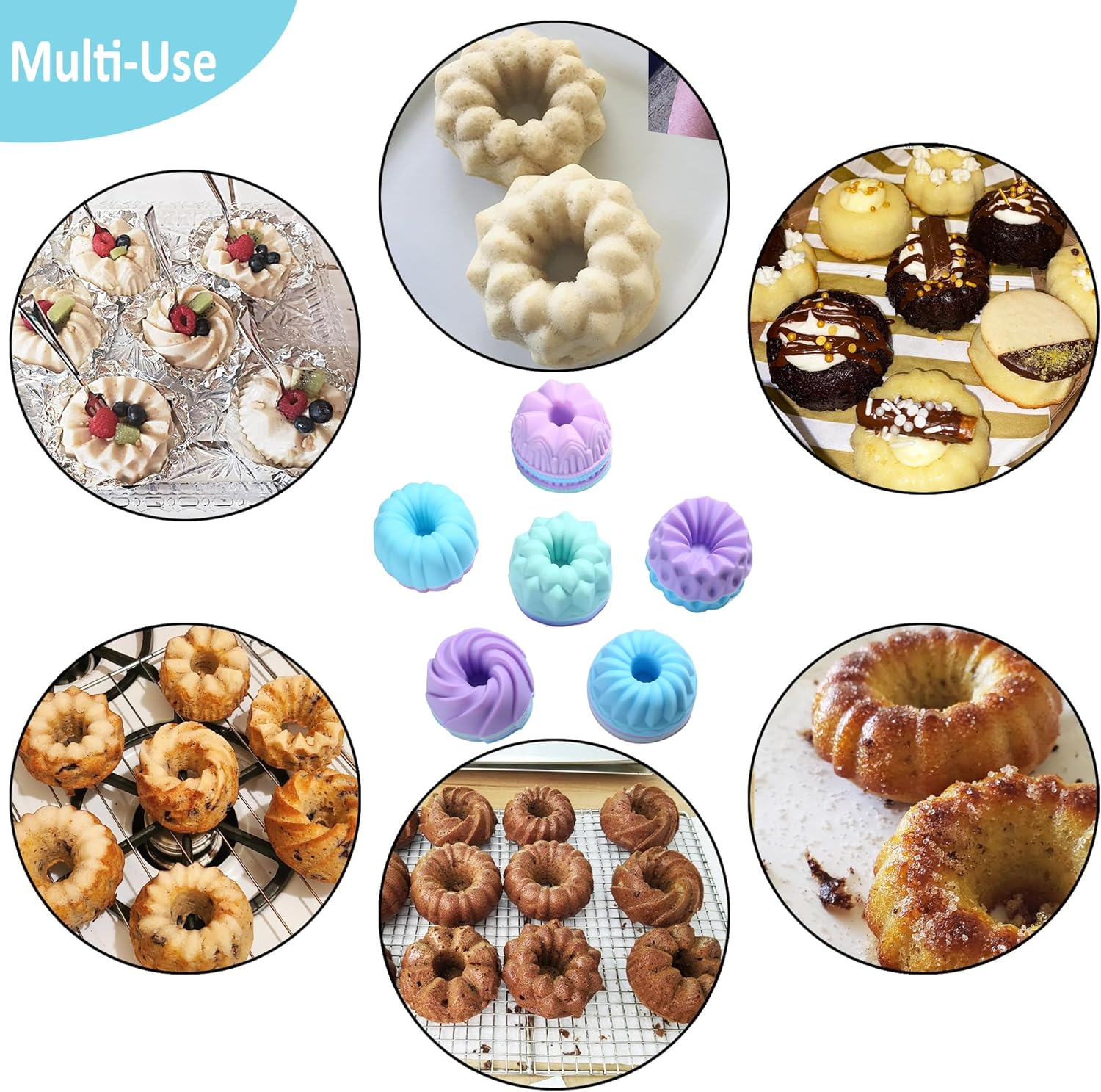 Tongjude Silicone Bakeware Set - 51 Piece Non-Stick Kitchen Baking Pans & Molds | Versatile Muffin, Cake, Donut & Loaf Pans