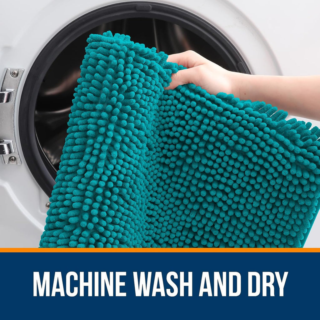 OLANLY Bathroom Rugs - Extra Soft Chenille Bath Mats | Quick Dry, Machine Washable, 40x32, Deep Lake