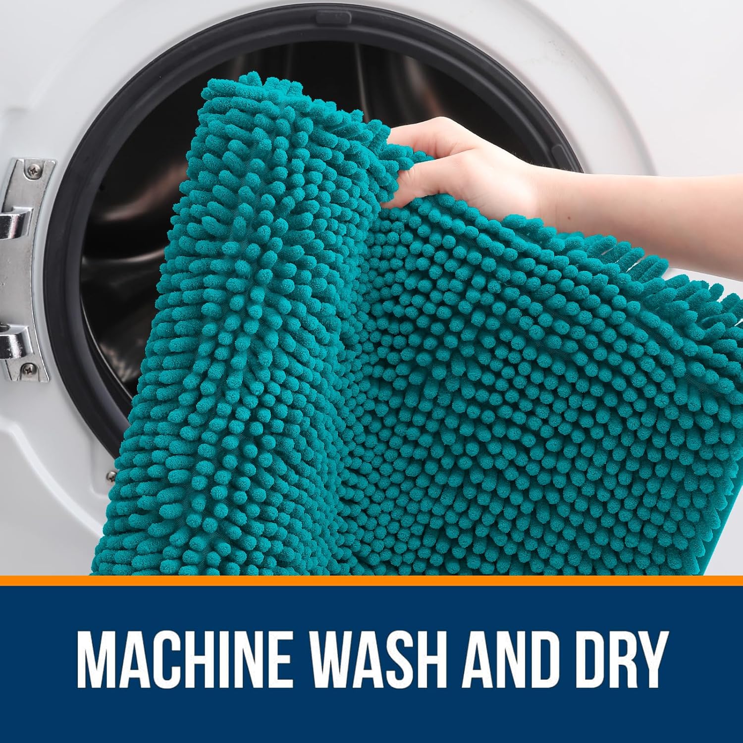 OLANLY Bath Rugs - Extra Soft Chenille, Quick Dry & Absorbent | 24x16 Deep Lake Machine Washable Mats
