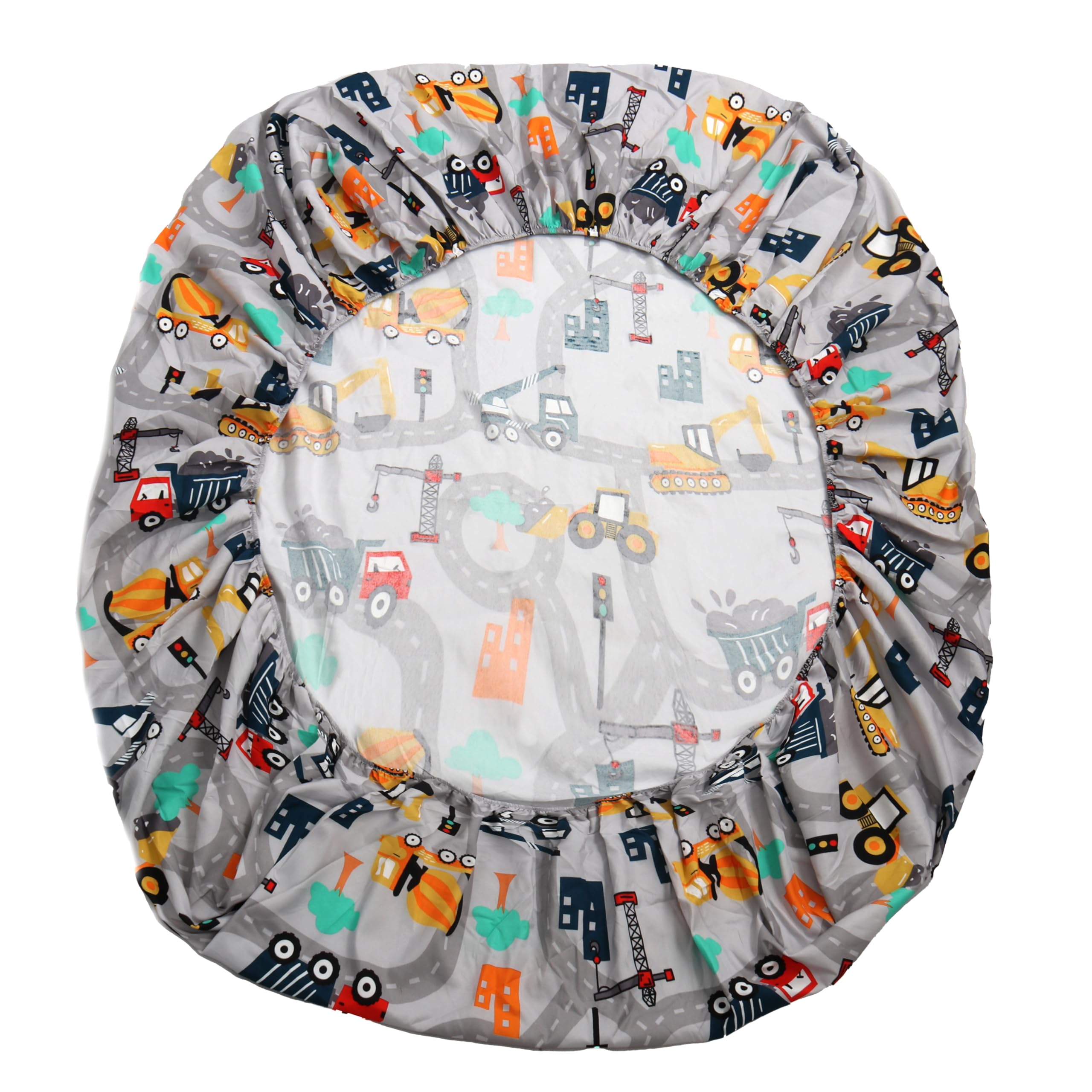 MK Collection Sheet Set Kids Teens Excavator Trucks Yellow Navy Blue Grey Red White Luxury Sheet Set New (Twin)
