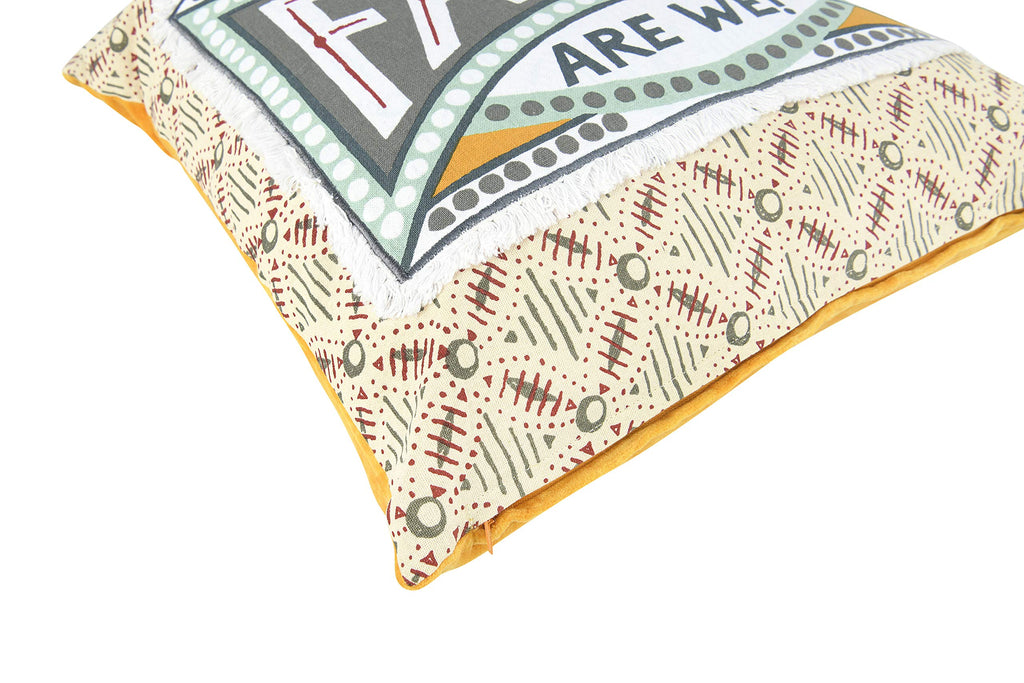 Creative Co-Op One Happy Family are We! Reversible Cotton Stamp Pillow with Solid Back (DF2555)