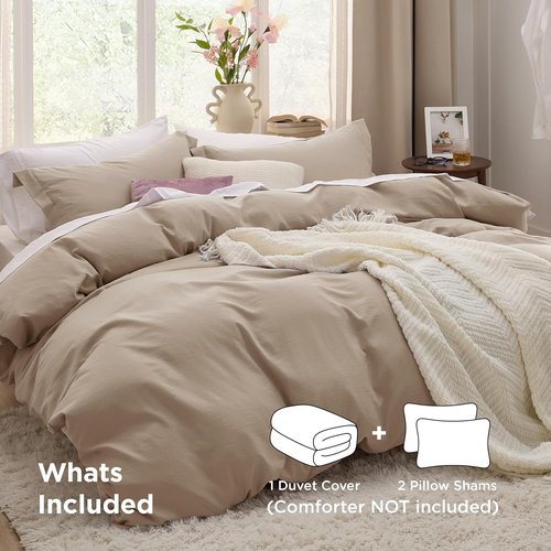 Bedsure California King Duvet Cover - Extra Soft Prewashed Cotton-Like Bedding Set, 104x98 Inches with Zipper Closure & 2 Pillow Shams