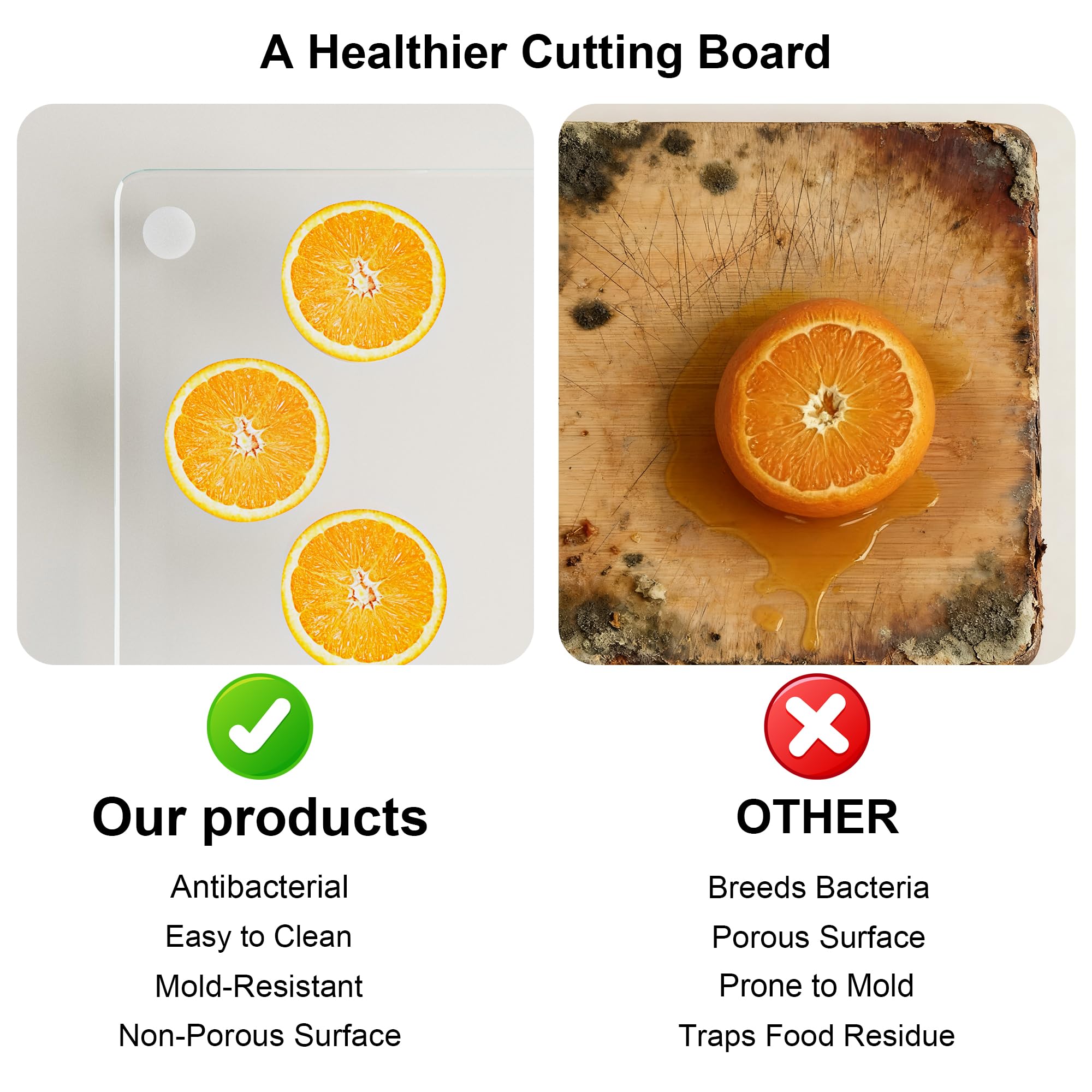 Tempered Glass Cutting Board with Lips, Clear Cutting Board, Easy to Clean and Dishwasher Safe (Clean -17 * 13.2 ins)