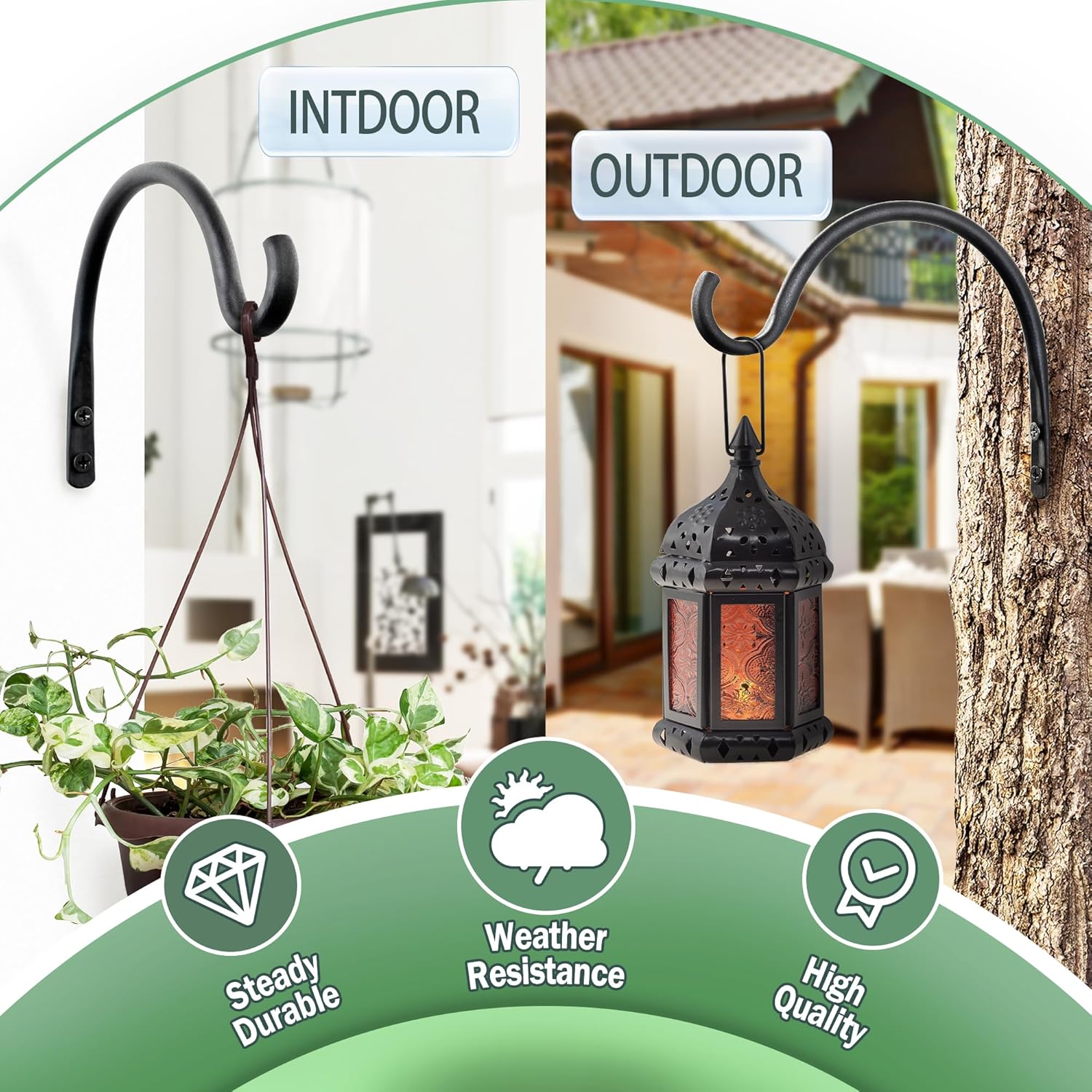 Qiang Ni Hanging Plant Bracket Hooks - 5.5 Inch Rust-Resistant Wall Planters | 2 Piece Set for Outdoor Decor