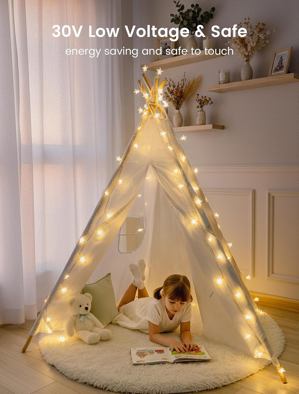 Star String Lights - 39ft 100LED Fairy Lights with Remote | Waterproof Indoor/Outdoor Decor - Warm White